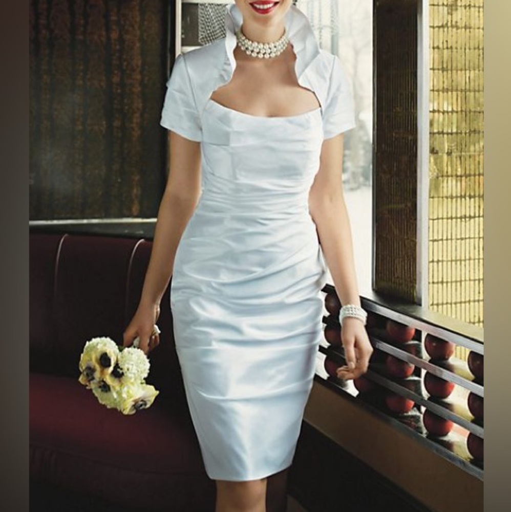 NWT Galina David's Bridal N9781 White Short Wedding Dress sz 14